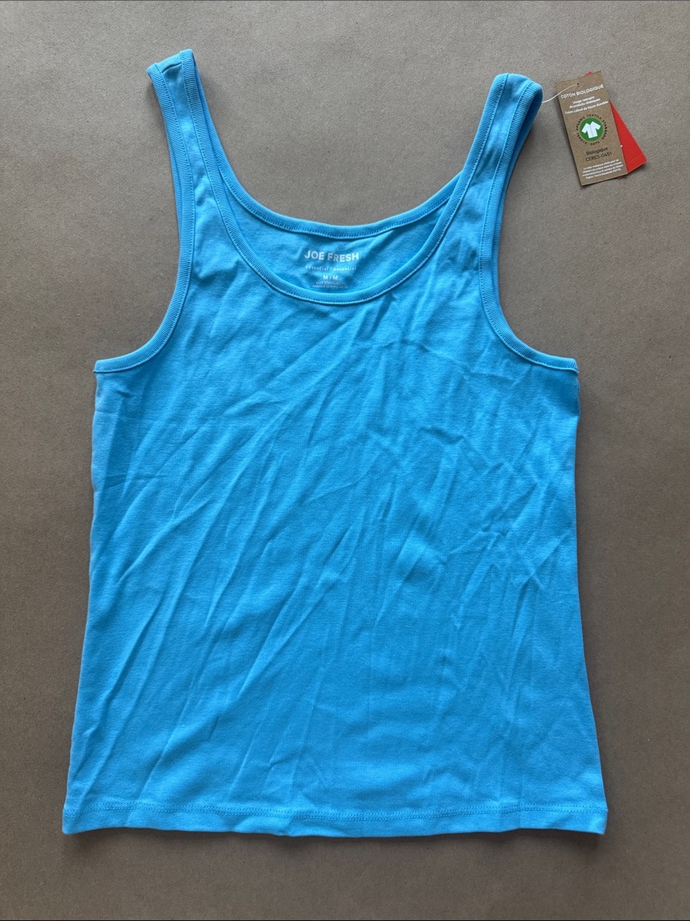 NWT Organic Cotton M Tank top Joe Fresh Turquoise Scoop Neck Tank